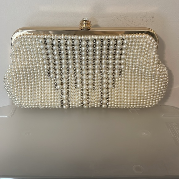 Women Evening Clutche Wedding Party Handbag Clutch Purse-Cream color - Picture 2 of 2